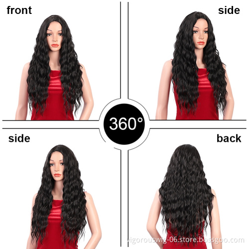 Wholesale U Part Water Wave Futura Curly Long For Black Women Synthetic Lace Wigs Heat Resistant Fiber